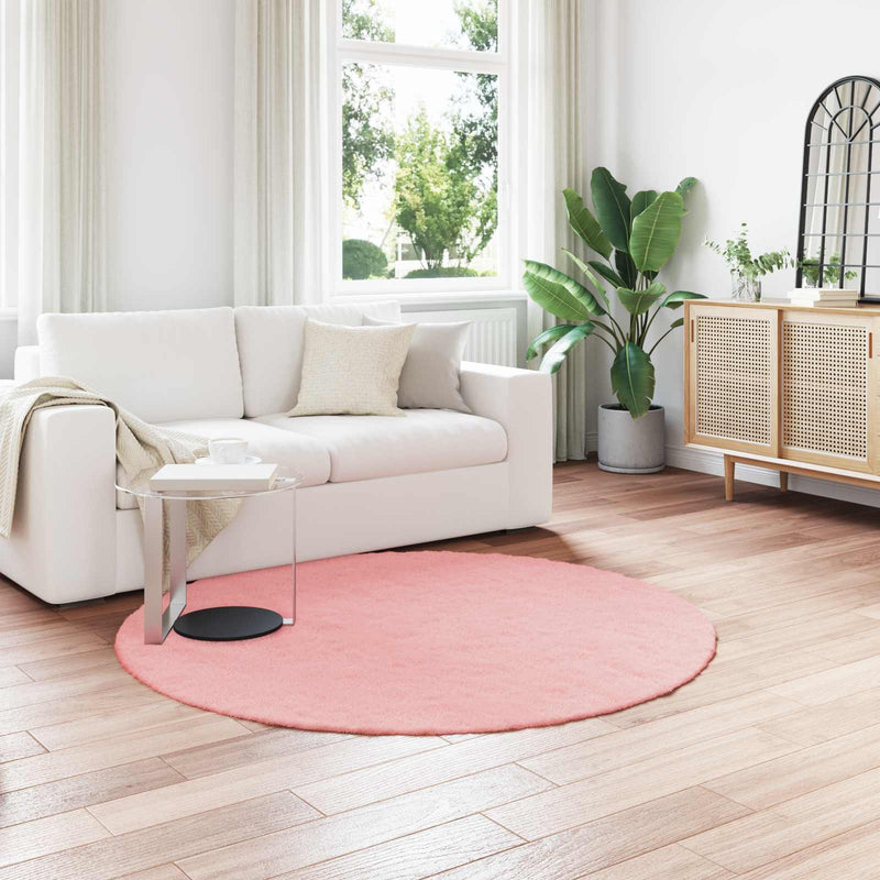 Chargez l'image dans la visionneuse de la galerie, Vidaxl nep konijnenbont tapijt olite roze ø 200 cm polyester
