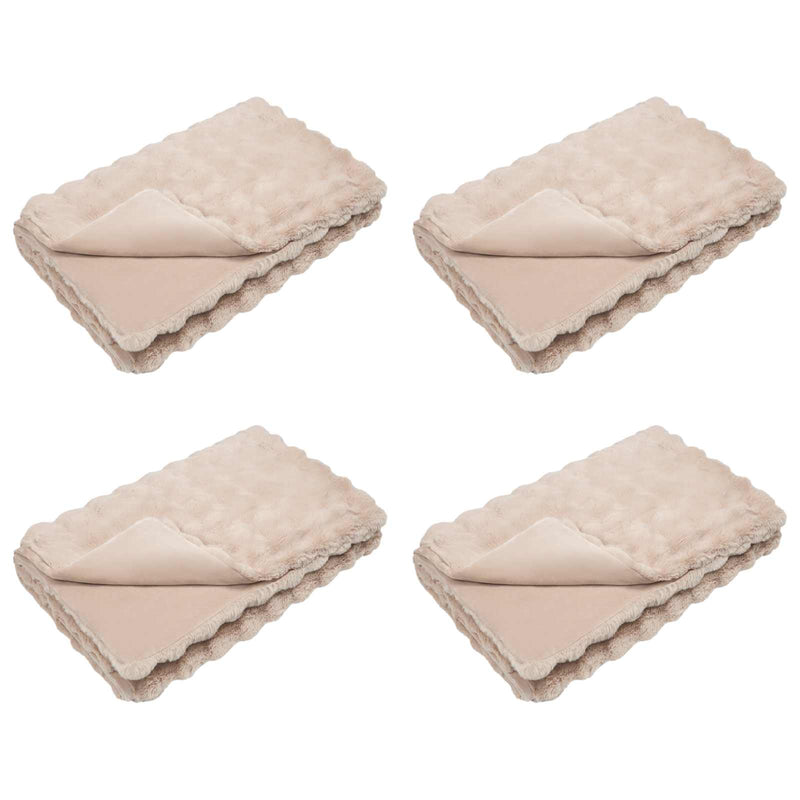 Afbeelding laden in galerijviewer, Vidaxl neppels konijnenbont deken olite 4 pcs beige 150 x 220 cm