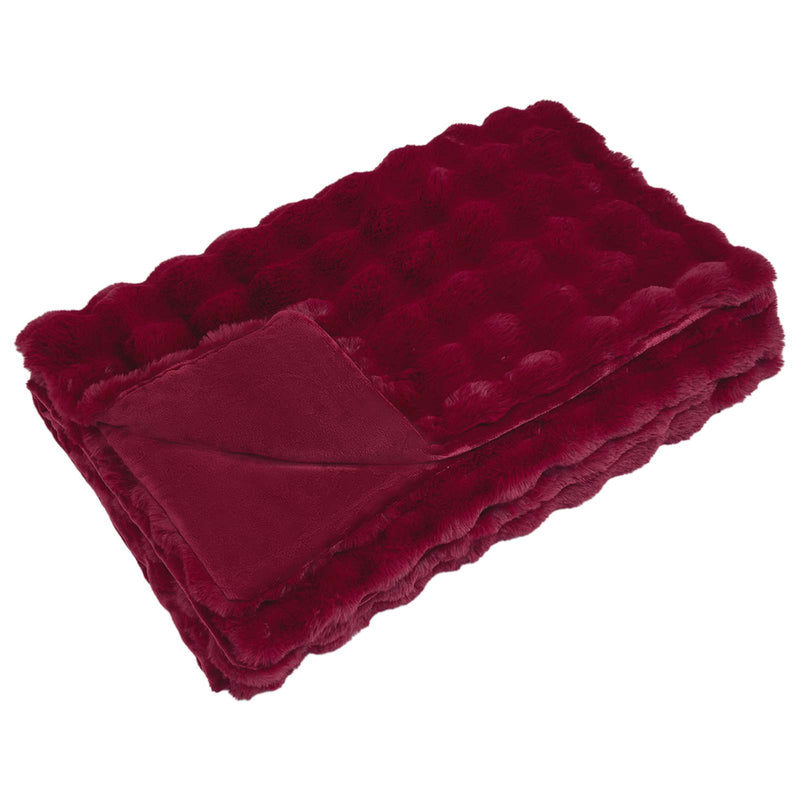 Afbeelding laden in galerijviewer, Vidaxl neppels konijnenbont deken olite bordeaux rood 240 x 270 cm