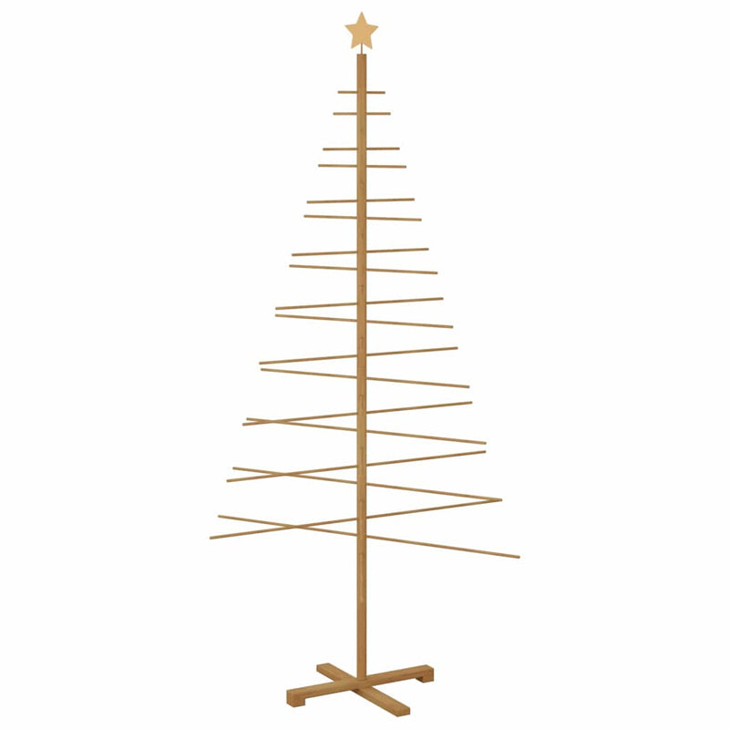 Afbeelding laden in galerijviewer, Vidaxl houten kerstboom met standaard bruin 210 cm bamboe