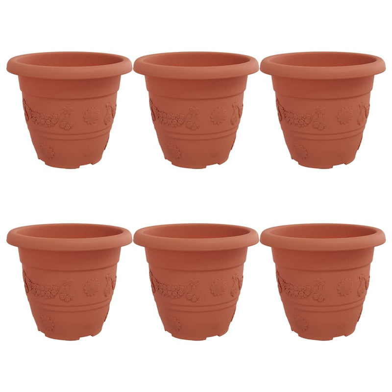 Afbeelding laden in galerijviewer, Vidaxl ronde bloempot 6 pcs baksteenrood ø 26 x 21.5 cm kunststof