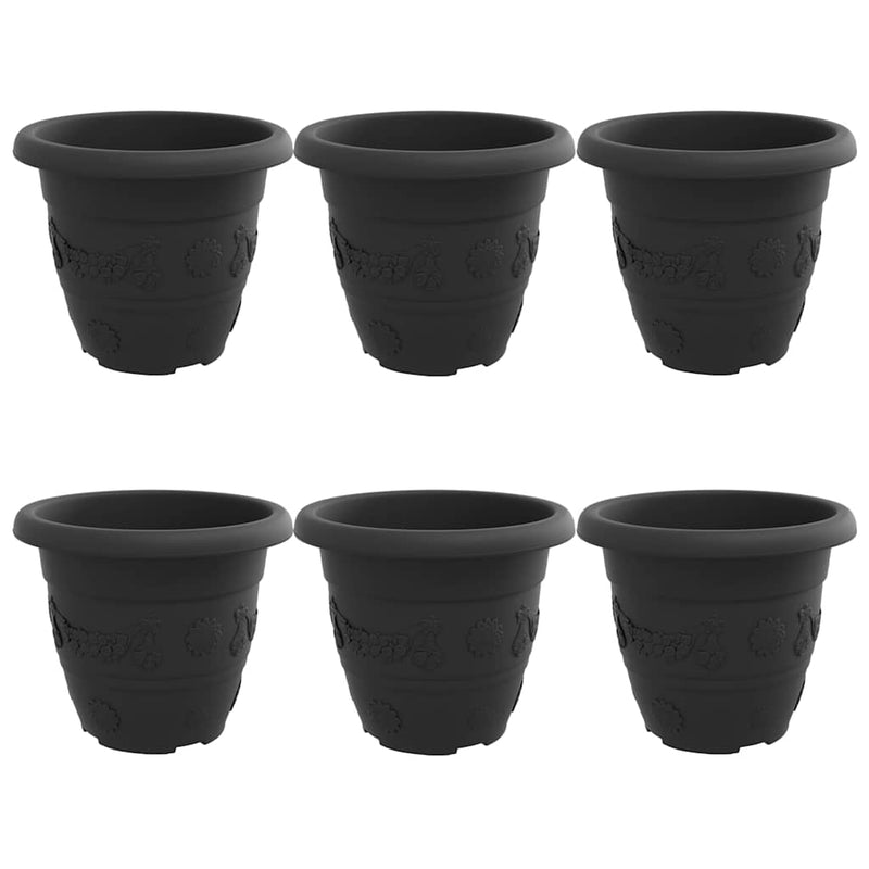 Afbeelding laden in galerijviewer, Vidaxl ronde bloempot 6 pcs zwart ø 26 x 21.5 cm kunststof