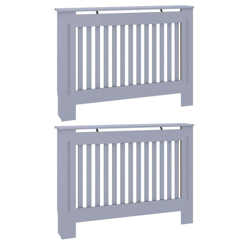 Chargez l'image dans la visionneuse de la galerie, Vidaxl radiatorafdekking 2 pcs grijs 112 x 19 x 81,5cm bewerkt hout