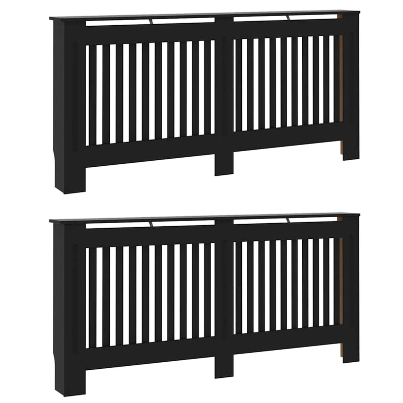 Chargez l'image dans la visionneuse de la galerie, Vidaxl radiatorafdekking 2 pcs zwart 172 x 19 x 81,5 cm bewerkt hout