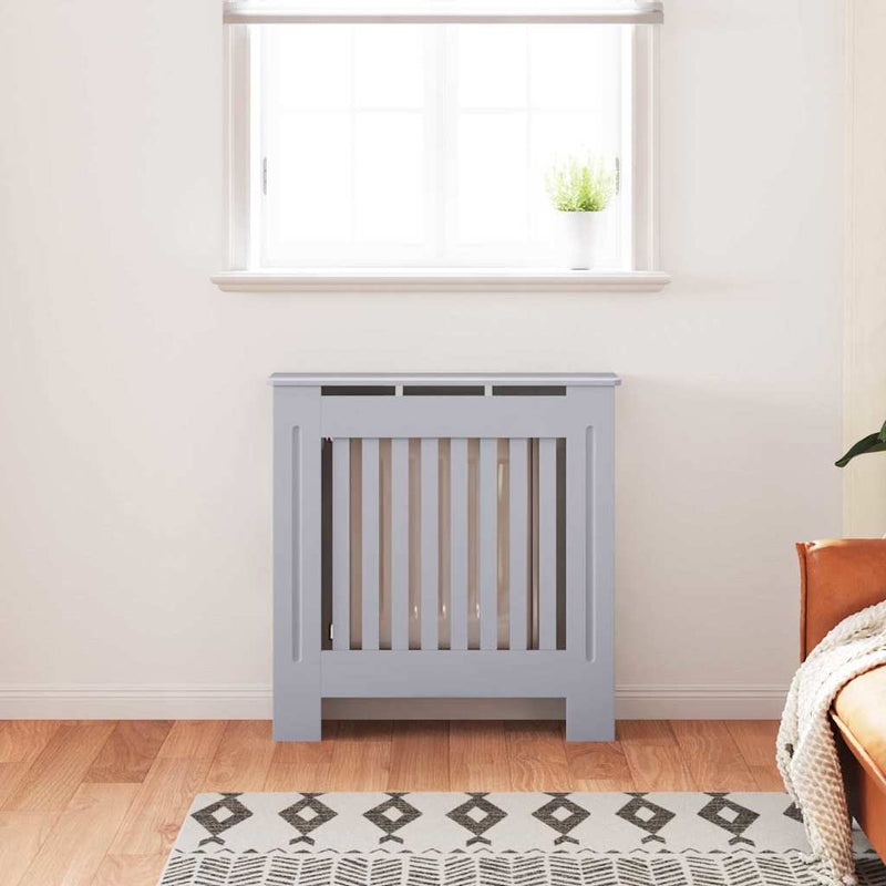 Afbeelding laden in galerijviewer, Vidaxl radiatorafdekking grijs 78 x 19 x 81,5cm bewerkt hout