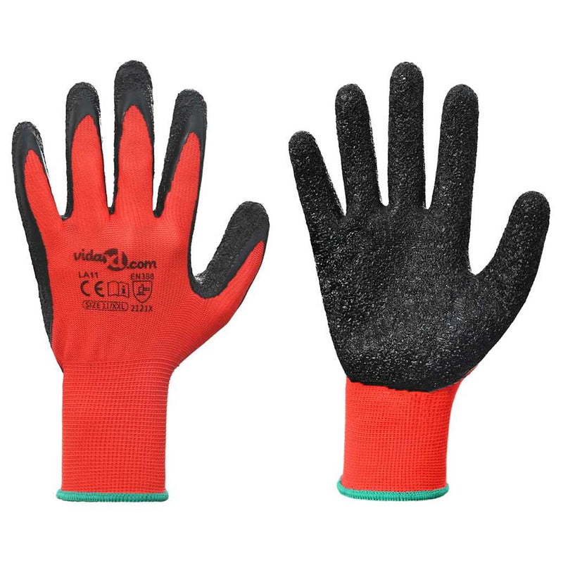 Afbeelding laden in galerijviewer, Vidaxl werkhandschoenen 24 pcs rood en zwart 11 xxl latexcoating