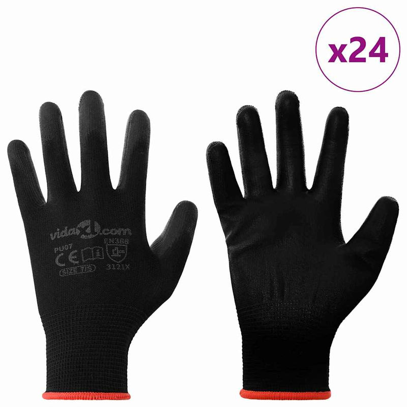 ギャラリービューアに画像をロードする, Vidaxl werkhandschoenen 24 pcs zwart 7 s polyester