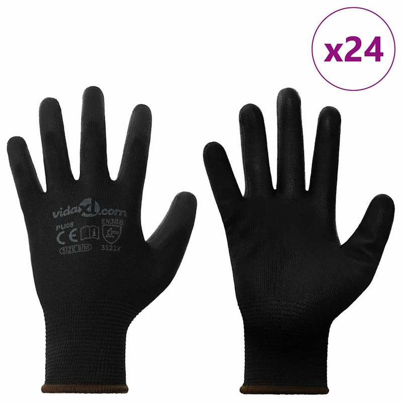 ギャラリービューアに画像をロードする, Vidaxl werkhandschoenen 24 pcs zwart 8 m polyester
