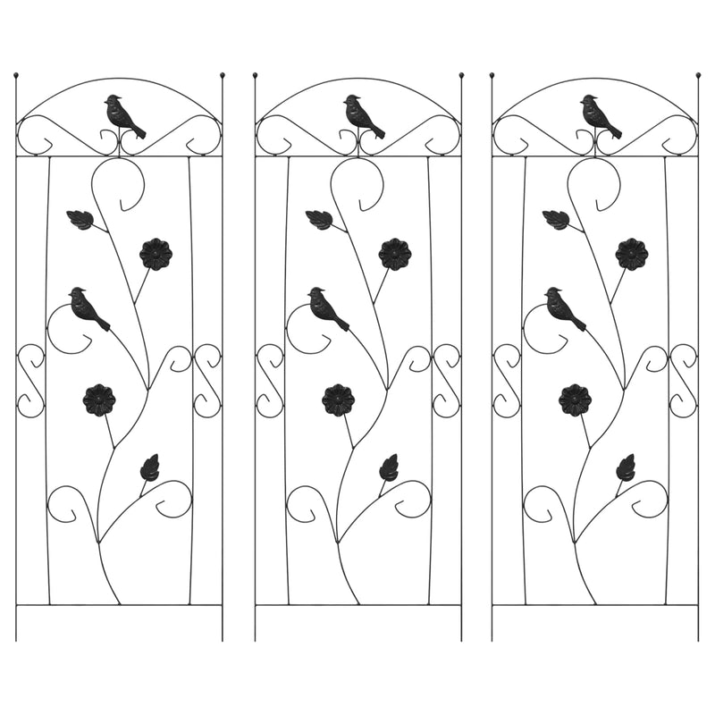 Chargez l'image dans la visionneuse de la galerie, Vidaxl tuinhek 3 pcs zwart 110 x 40 cm staal