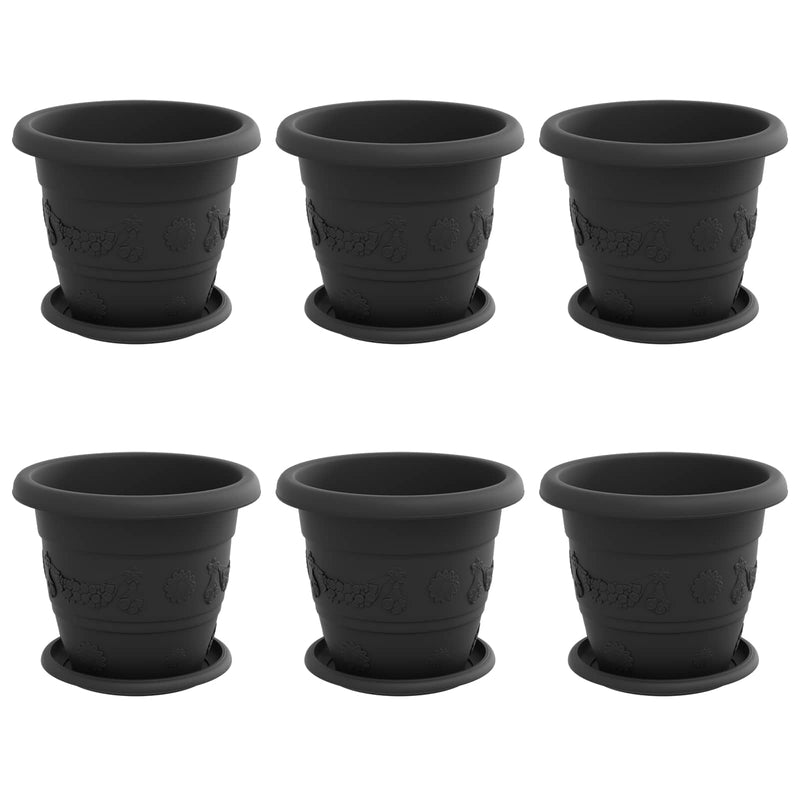 Chargez l'image dans la visionneuse de la galerie, Vidaxl plantenpotten 6 pcs zwart ø 26 x 21.5 cm kunststof
