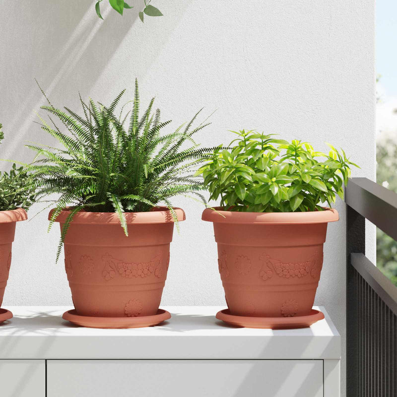 Chargez l'image dans la visionneuse de la galerie, Vidaxl plantenpotten 24 pcs baksteenrood ø 26 x 21.5 cm kunststof