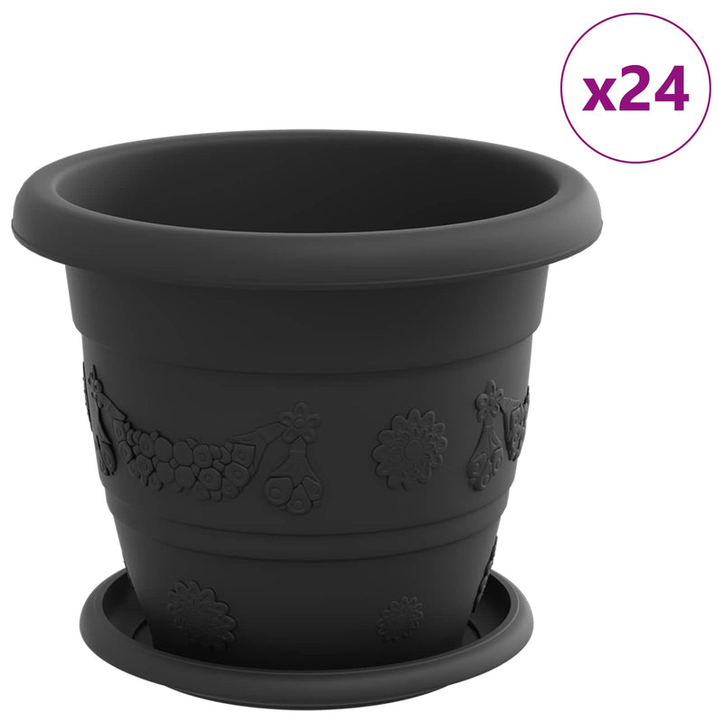 Chargez l'image dans la visionneuse de la galerie, Vidaxl plantenpotten 24 pcs zwart ø 26 x 21.5 cm kunststof