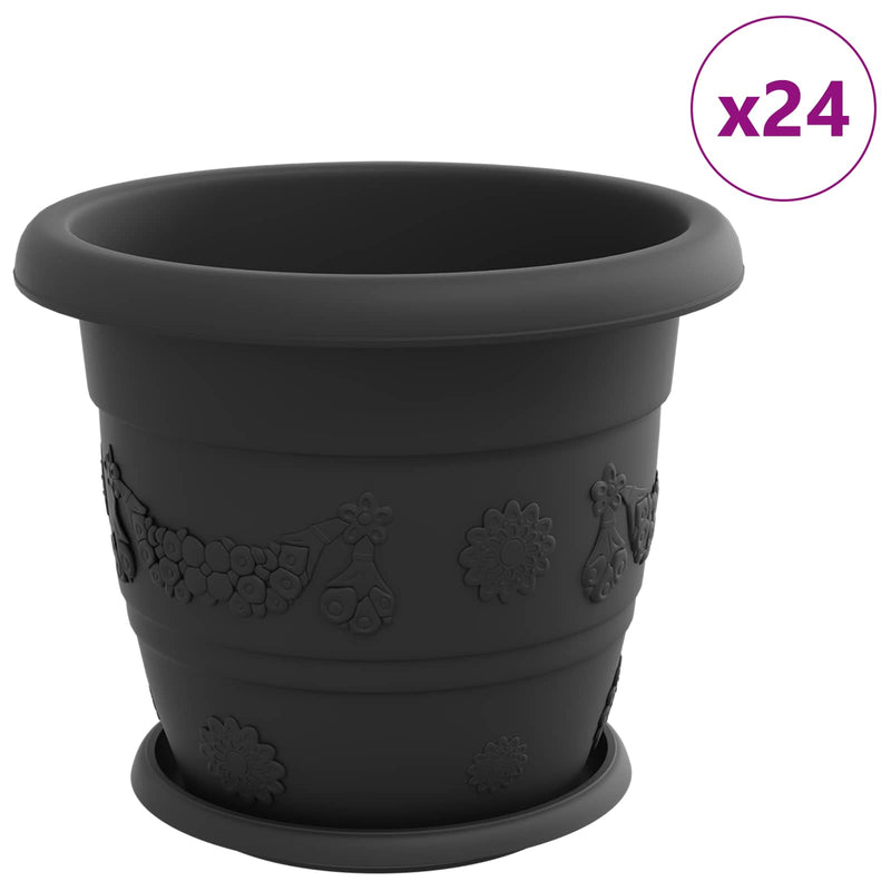 Chargez l'image dans la visionneuse de la galerie, Vidaxl plantenpotten 24 pcs zwart ø 26 x 21.5 cm kunststof