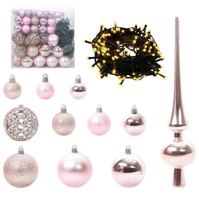 ギャラリービューアに画像をロードする, Vidaxl kerstbal set met 300 led 120 pcs roze kunststof