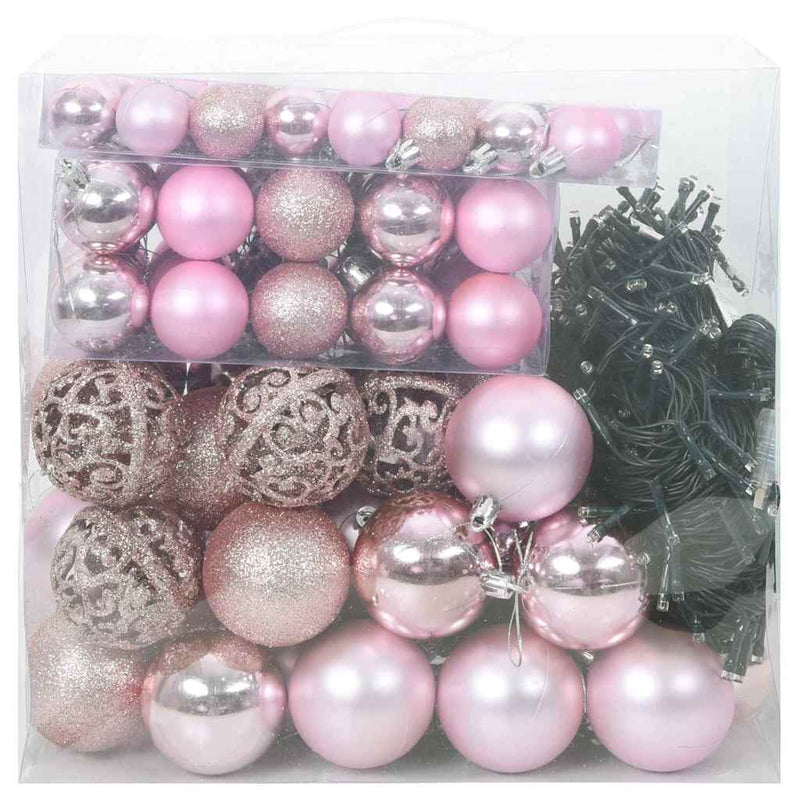 ギャラリービューアに画像をロードする, Vidaxl kerstbal set met 300 led 120 pcs roze kunststof