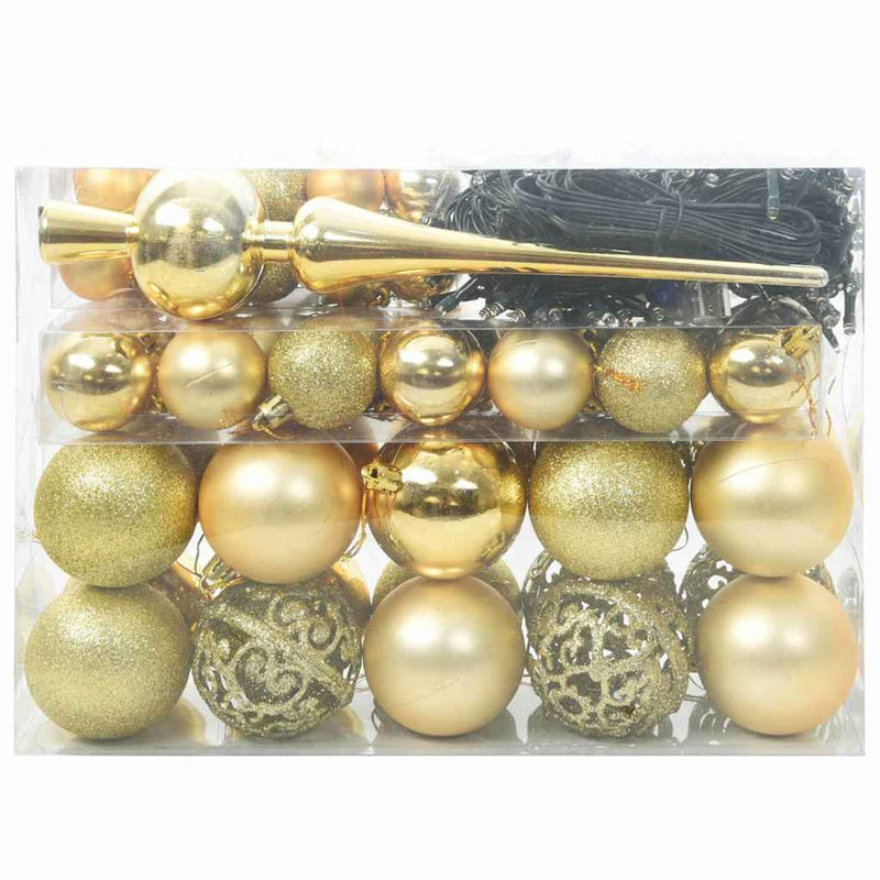 Chargez l'image dans la visionneuse de la galerie, Vidaxl kerstbal set met 150 led 61 pcs goud kunststof