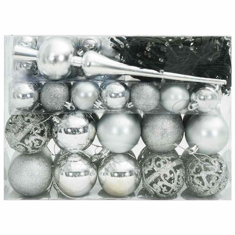 ギャラリービューアに画像をロードする, Vidaxl kerstbal set met 150 led 61 pcs zilver kunststof