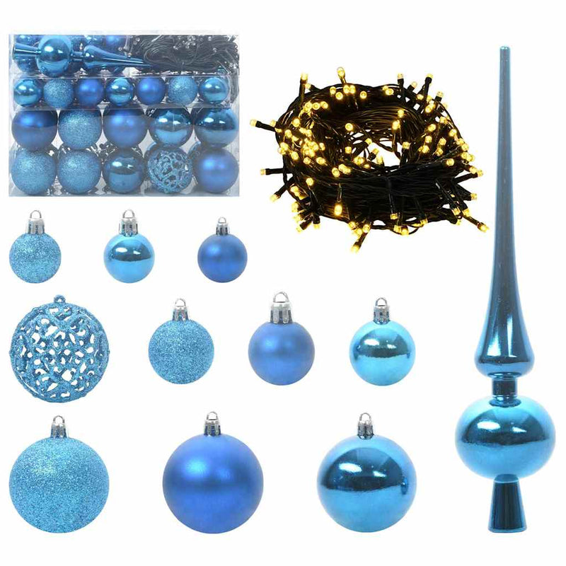 Chargez l'image dans la visionneuse de la galerie, Vidaxl kerstbal set met 150 led 61 pcs blauw kunststof