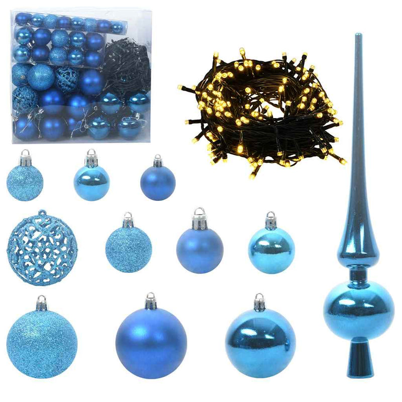 Chargez l'image dans la visionneuse de la galerie, Vidaxl kerstbal set met 300 led 120 pcs blauw kunststof