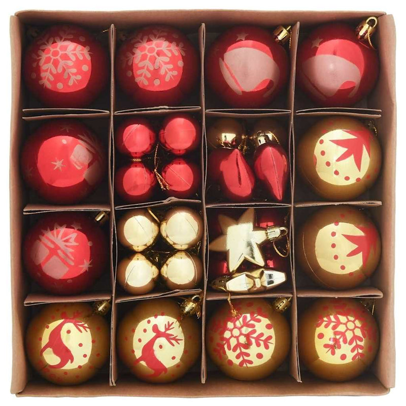 Chargez l'image dans la visionneuse de la galerie, Vidaxl kerstbal set 40 pcs goud en rood kunststof