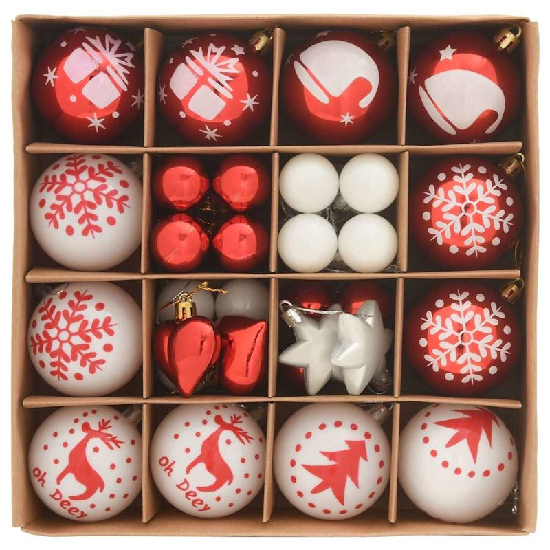 Chargez l'image dans la visionneuse de la galerie, Vidaxl kerstbal set 40 pcs rood en wit kunststof