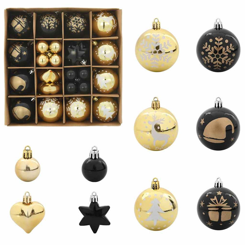 Chargez l'image dans la visionneuse de la galerie, Vidaxl kerstbal set 40 pcs zwart en goud kunststof