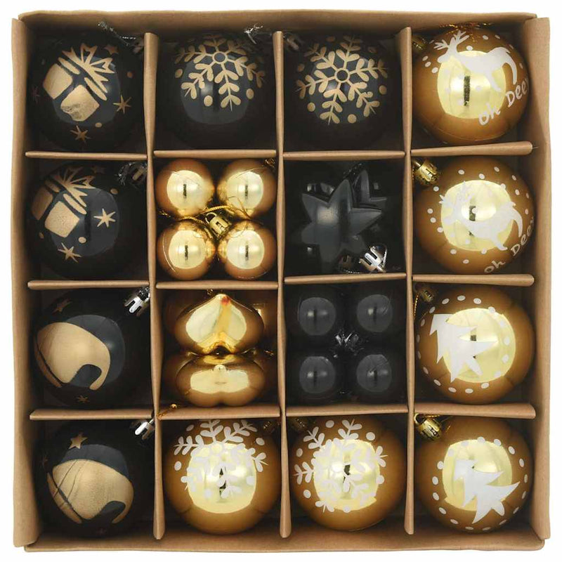 Chargez l'image dans la visionneuse de la galerie, Vidaxl kerstbal set 40 pcs zwart en goud kunststof