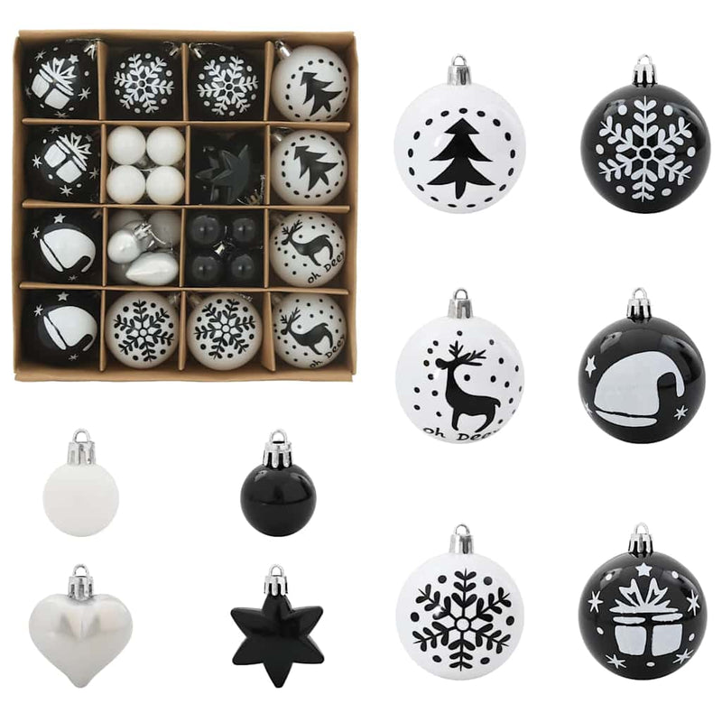 ギャラリービューアに画像をロードする, Vidaxl kerstbal set 40 pcs zwart en wit kunststof