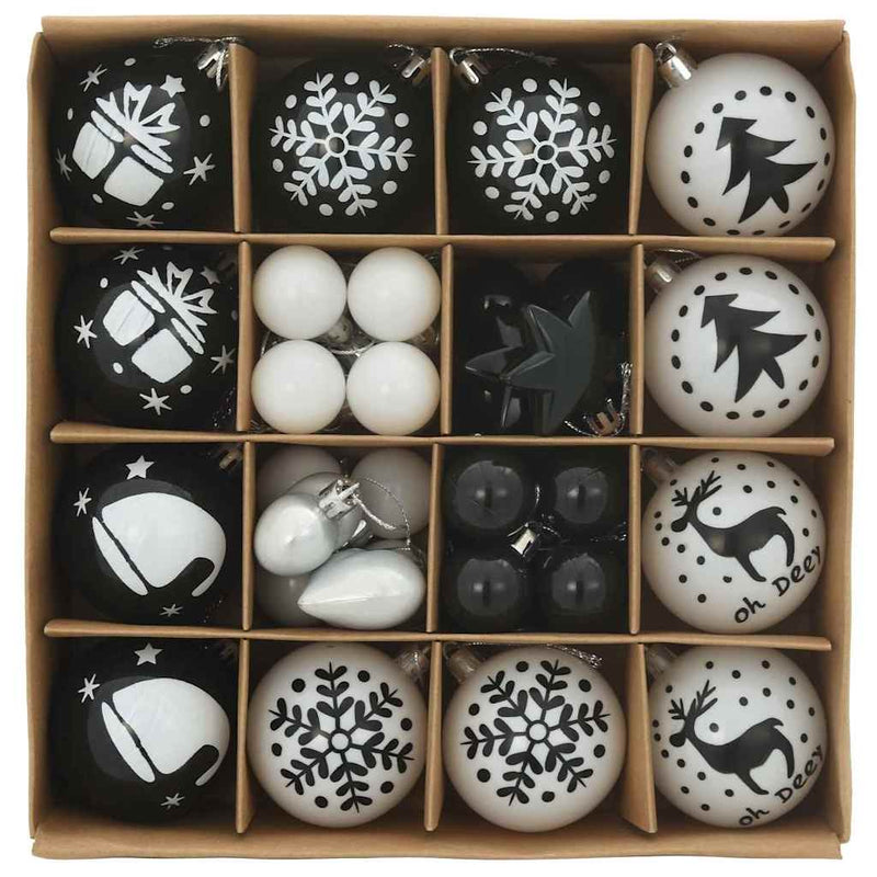 ギャラリービューアに画像をロードする, Vidaxl kerstbal set 40 pcs zwart en wit kunststof