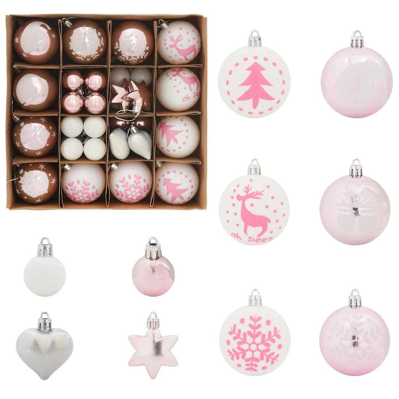 ギャラリービューアに画像をロードする, Vidaxl kerstbal set 40 pcs wit en roze kunststof