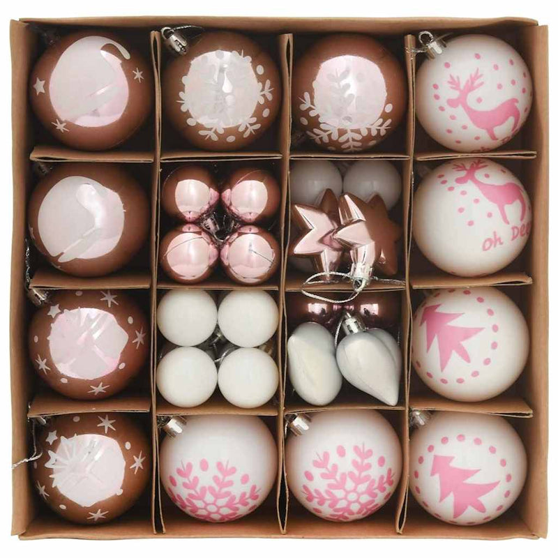ギャラリービューアに画像をロードする, Vidaxl kerstbal set 40 pcs wit en roze kunststof
