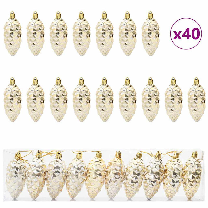 Afbeelding laden in galerijviewer, Vidaxl kerstdennenappeltje 40 pcs goud kunststof