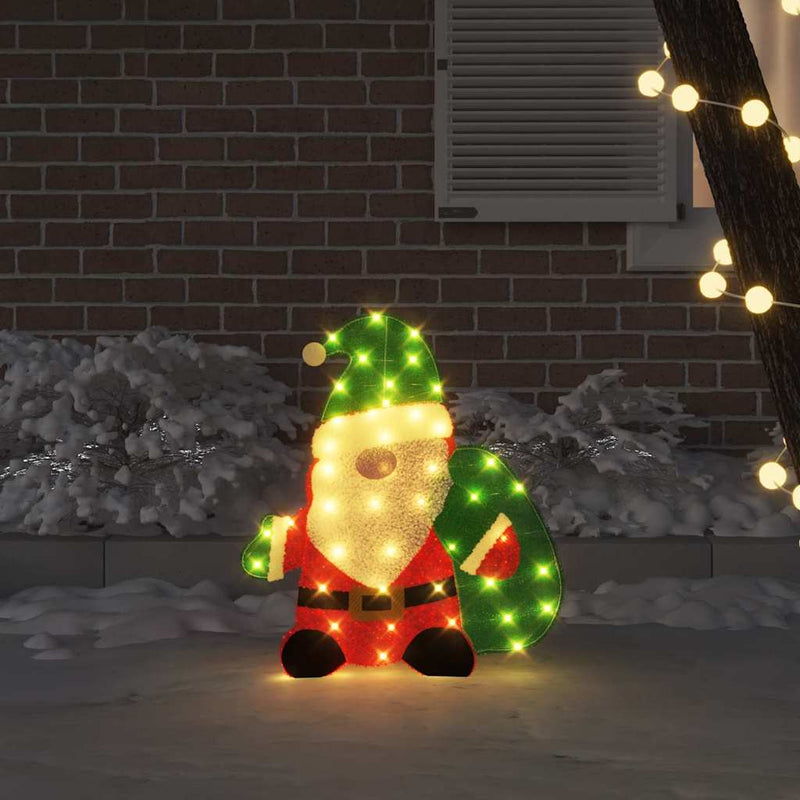 Afbeelding laden in galerijviewer, Vidaxl verlichte kerstman met 60 led warmwit 70 x 62 cm lurexfabric