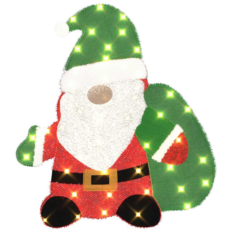 Afbeelding laden in galerijviewer, Vidaxl verlichte kerstman met 60 led warmwit 70 x 62 cm lurexfabric