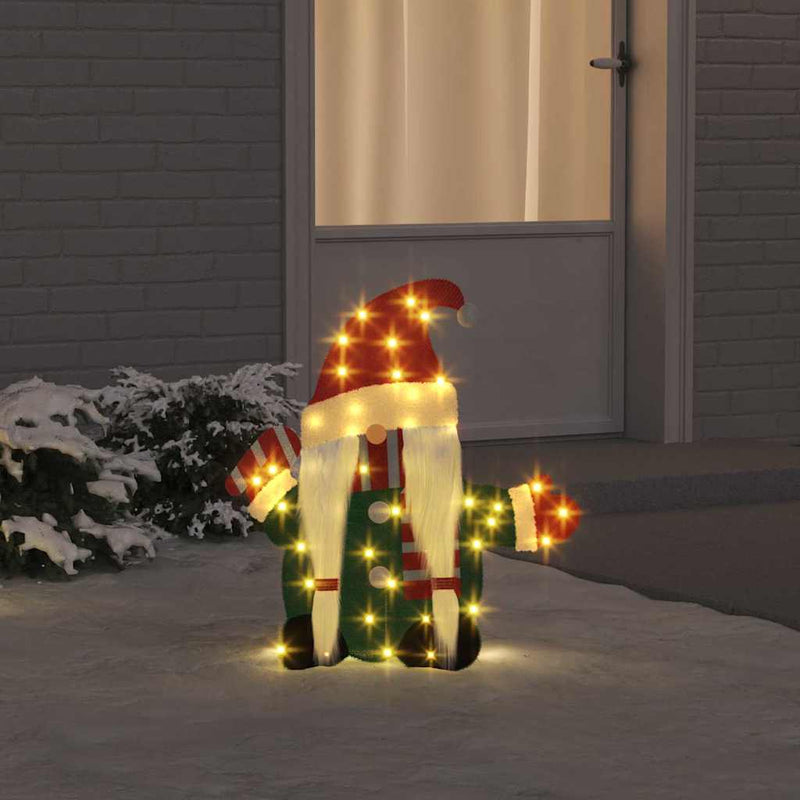 Afbeelding laden in galerijviewer, Vidaxl verlichte gnoom met 60 led warmwit 71 x 64 cm lurexfabric