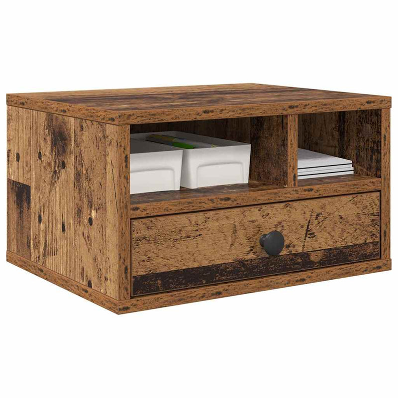 Afbeelding laden in galerijviewer, Vidaxl printerstand met lade oud hout 40 x 32 x 24 cm bewerkt hout