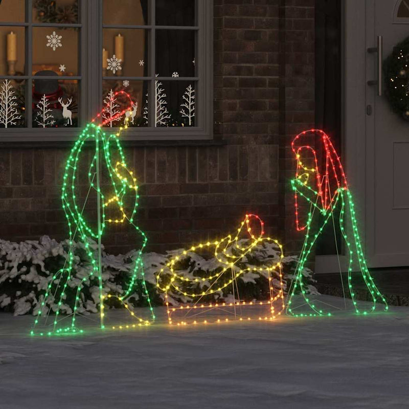 Afbeelding laden in galerijviewer, Vidaxl verlichte kerststal met 550 led multikleur 112 x 71,5 cm pvc