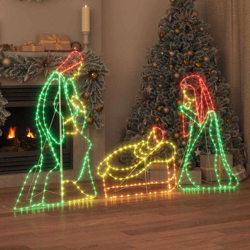Afbeelding laden in galerijviewer, Vidaxl verlichte kerststal met 550 led multikleur 112 x 71,5 cm pvc