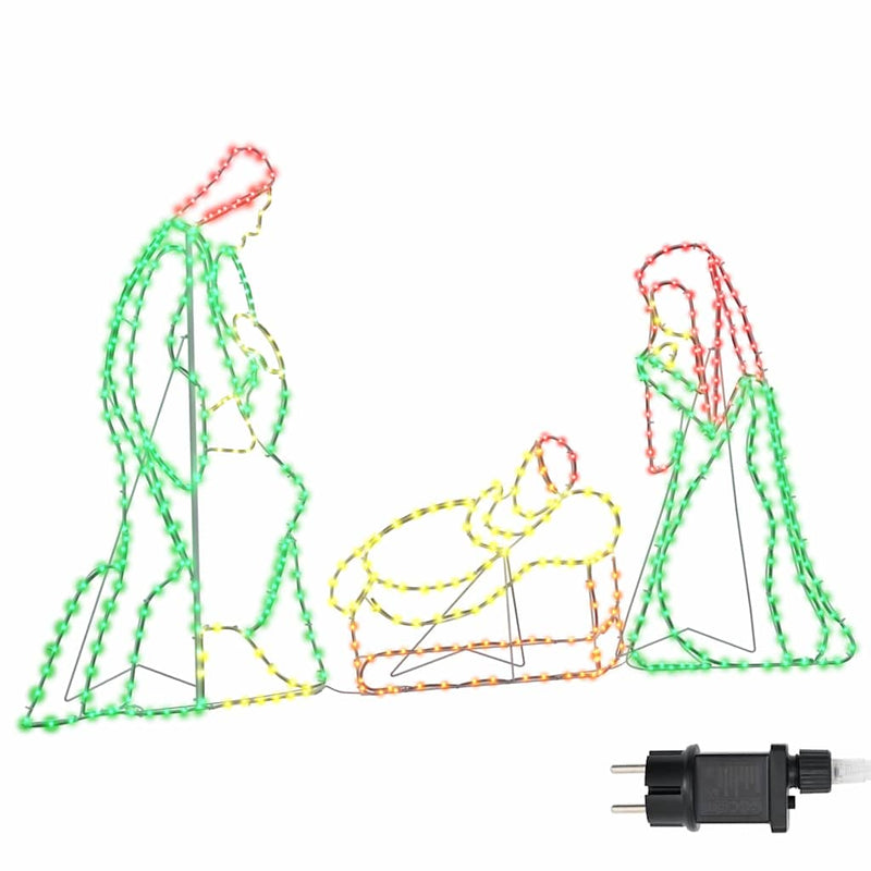 Afbeelding laden in galerijviewer, Vidaxl verlichte kerststal met 550 led multikleur 112 x 71,5 cm pvc