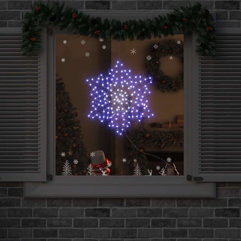 Afbeelding laden in galerijviewer, Vidaxl kerstsneeuwvlok met 156 led blauw 55,5 x 55,5 x 0,75cm pvc