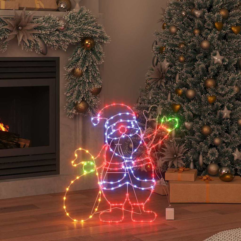 Afbeelding laden in galerijviewer, Vidaxl kerstman licht met 168 led multikleur 58.5 x 60 x 1.3 cm ijzer