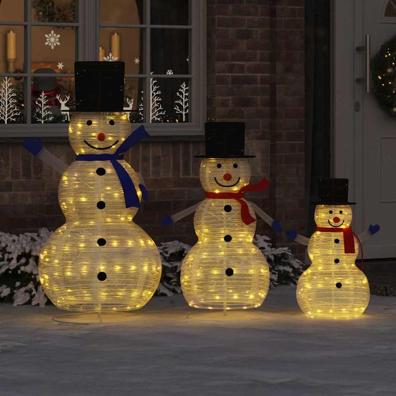 Afbeelding laden in galerijviewer, Vidaxl kerst sneeuwman familie met 270 led 3 pcs warmwit stof