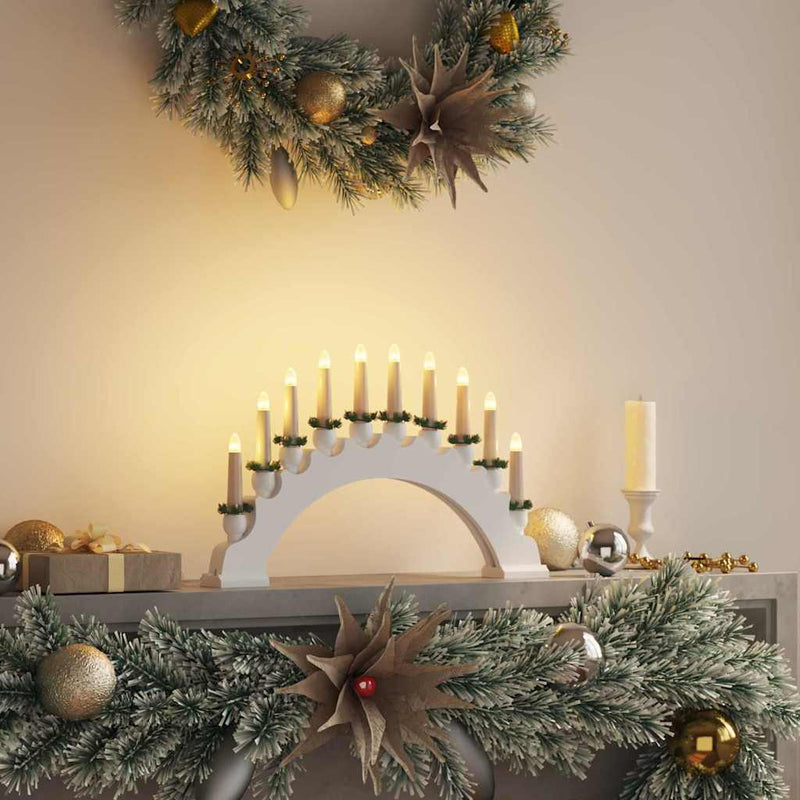 Afbeelding laden in galerijviewer, Vidaxl kerst kaarsenboog met 10 led kaarsen wit 47 x 5 x 29 cm