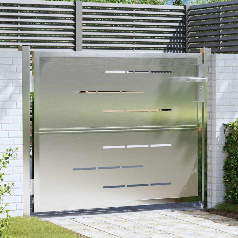 Afbeelding laden in galerijviewer, Vidaxl tuinpoort met slot zilver 100 x 75 cm roestvrij staal
