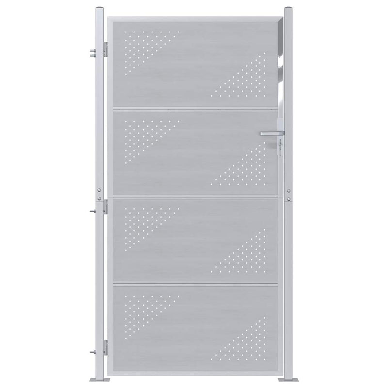 Afbeelding laden in galerijviewer, Vidaxl tuinpoort met slot zilver 96 x 180 cm roestvrij staal