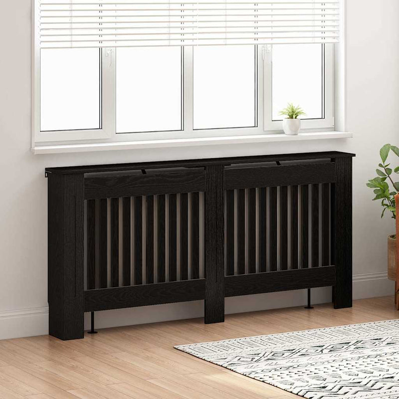 ギャラリービューアに画像をロードする, Vidaxl radiatorafdekking zwart eiken 172 x 19 x 81,5 cm bewerkt hout