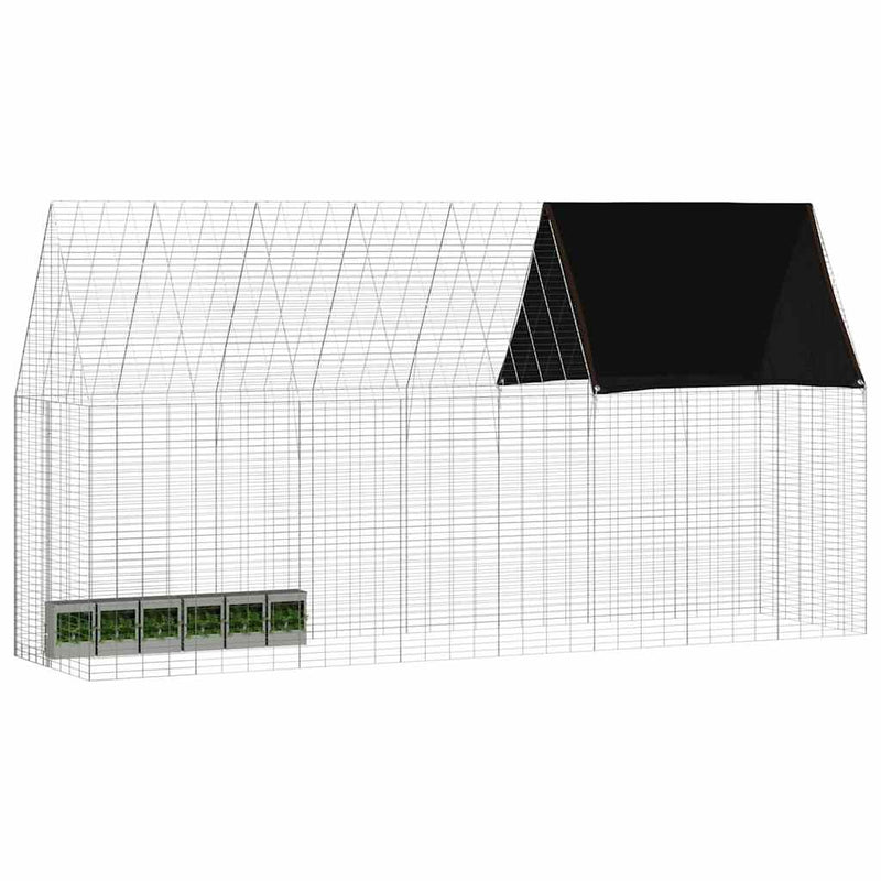 Afbeelding laden in galerijviewer, Vidaxl konijnenkooi zilver 400 x 100 x 210 cm gegalvaniseerd staal