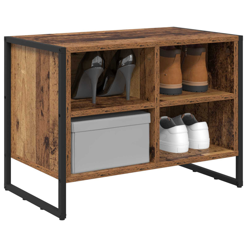 Afbeelding laden in galerijviewer, Vidaxl schoenenkast met opslag oud hout 60 x 35 x 44 cm bewerkt hout