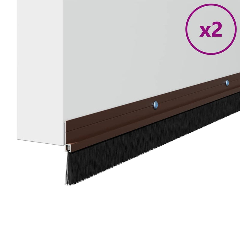 Afbeelding laden in galerijviewer, Vidaxl schroefbare deurborstelafsluitingen 2 pcs bruin 100 cm