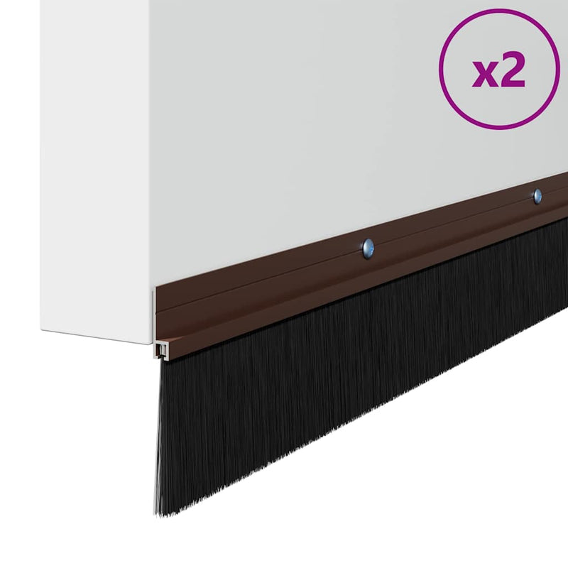 Afbeelding laden in galerijviewer, Vidaxl schroefbare deurborstelafsluitingen 2 pcs bruin 100 cm